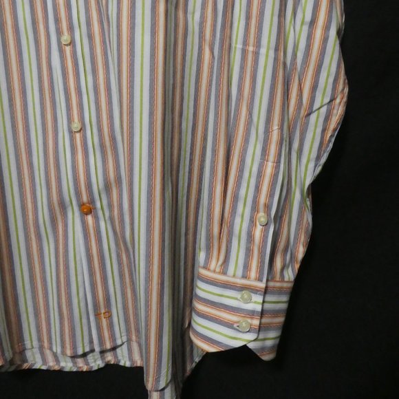 TD THOMAS DEAN | large | Striped Button Down Long Sleeve Shirt | 100% Cotton - Picture 8 of 16